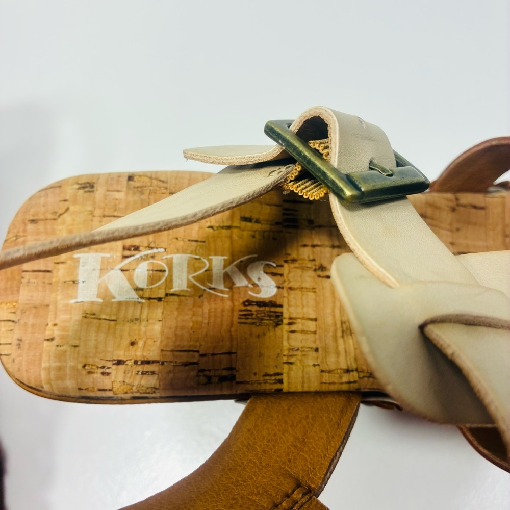 Kork-Ease Beige and Brown Floral Studded Platform Sandals - Picture 6 of 8